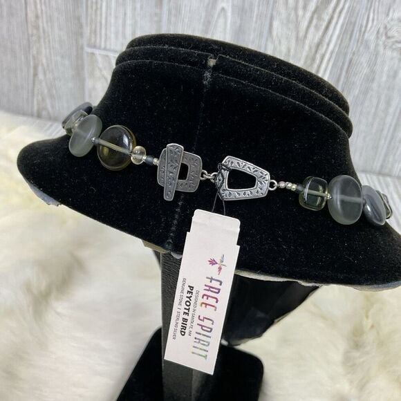 NWT Free Spirit Peyote Bird Necklace Sterling Silver Genuine Stones Sea Glass - Picture 4 of 7